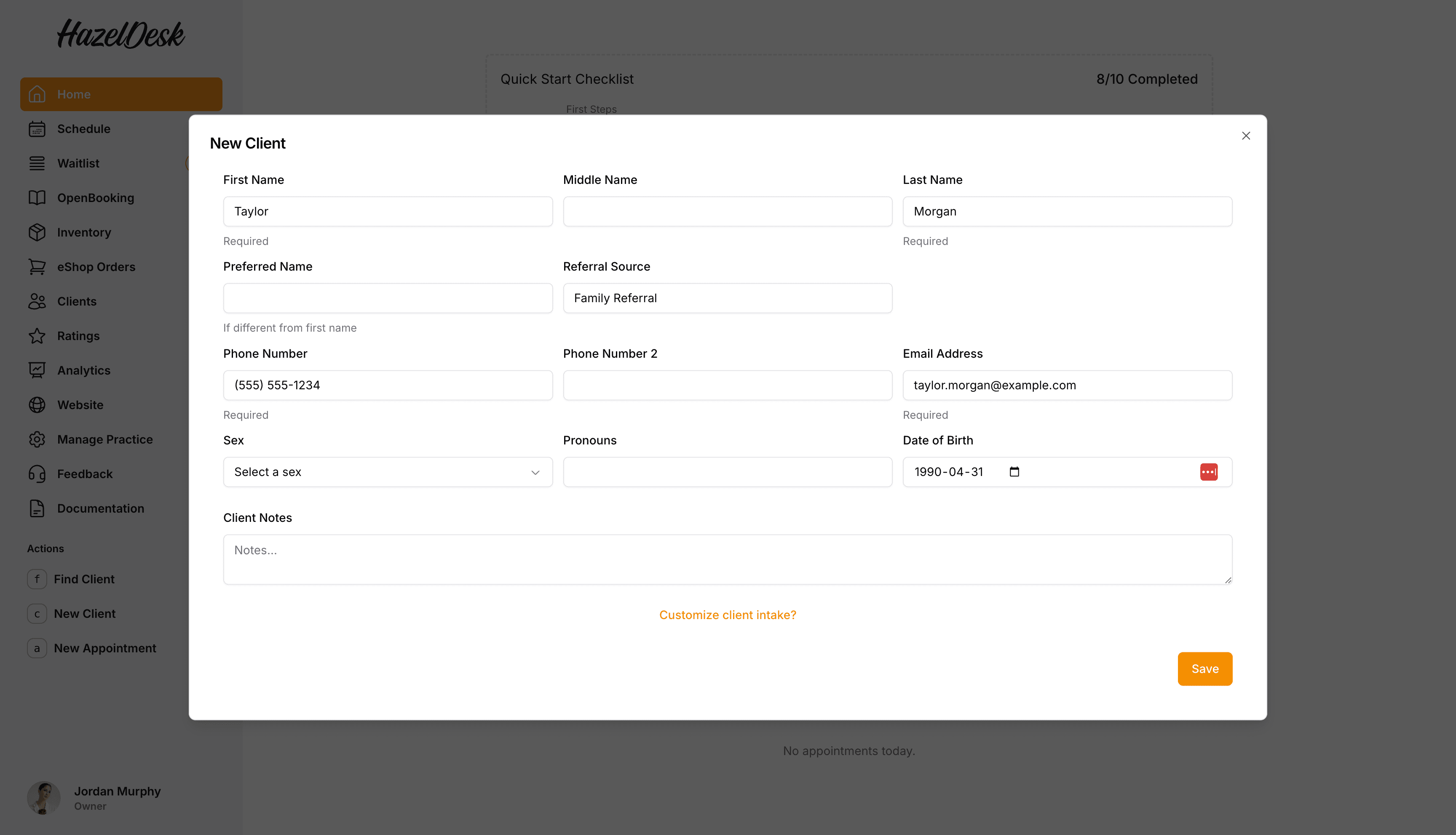 new client screenshot